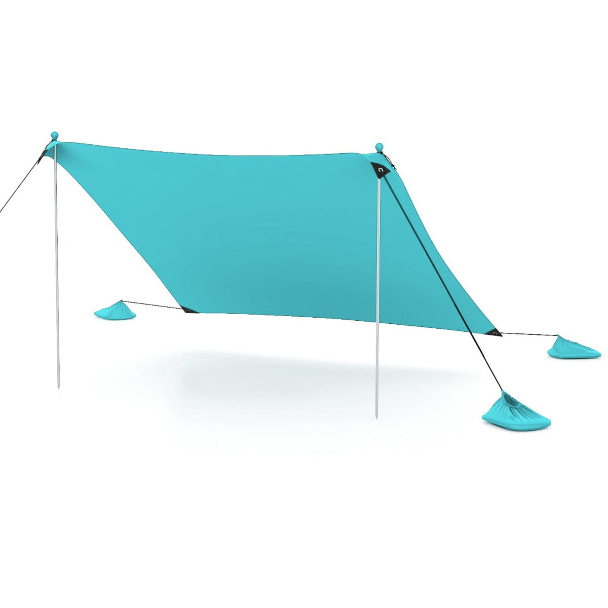 Toldo de 2 m para 4-6 Personas Sombrilla de Playa Portátil con 2 Postes 4 Bolsas de Arena Protección UPF y Bolsa de Transporte Verde