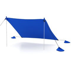 Toldo de 3 m para 4-8 Personas Sombrilla de Playa Portátil con 2 Postes 4 Bolsas de Arena Protección UPF y Bolsa de Transporte Azul