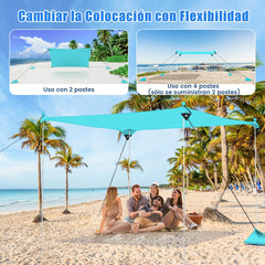 Toldo de 3 m para 4-8 Personas Sombrilla de Playa Portátil con 2 Postes 4 Bolsas de Arena Protección UPF y Bolsa de Transporte Verde