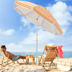 Sombrilla de Playa Portátil Inclinación Regulable con Bolsa de Transporte para Jardín Patio Exterior Rojo y Amarillo 198 x 213 cm