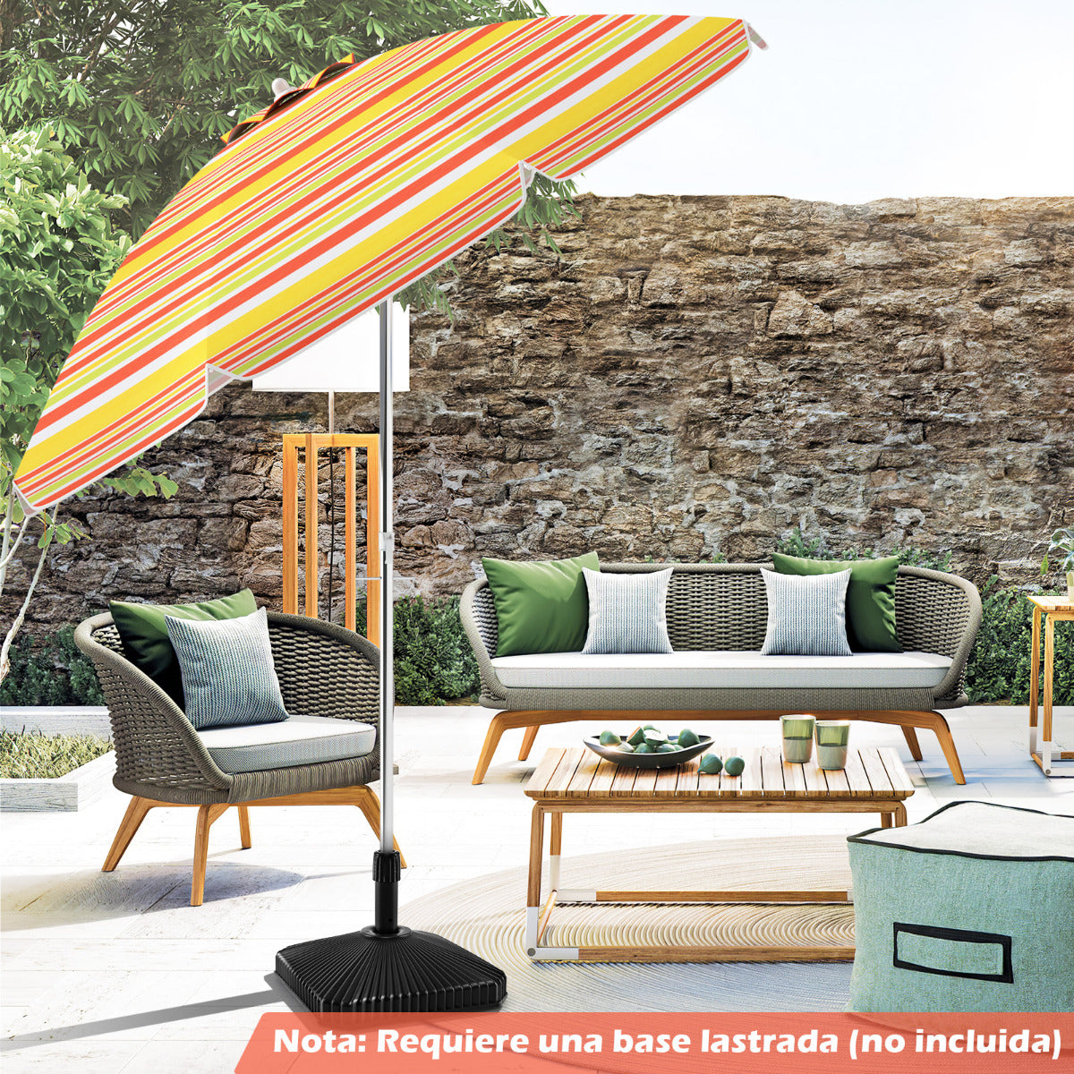 Sombrilla de Playa Portátil Inclinación Regulable con Bolsa de Transporte para Jardín Patio Exterior Rojo y Amarillo 198 x 213 cm