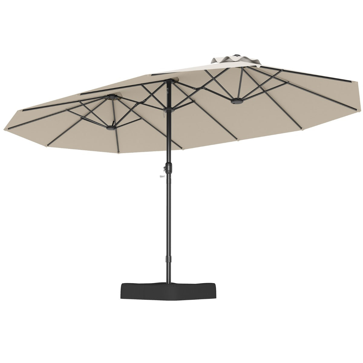 Sombrilla Grande Doble con Base Parasol Exterior Rectangular con Manivela 470 x 285 x 261 cm-Beige