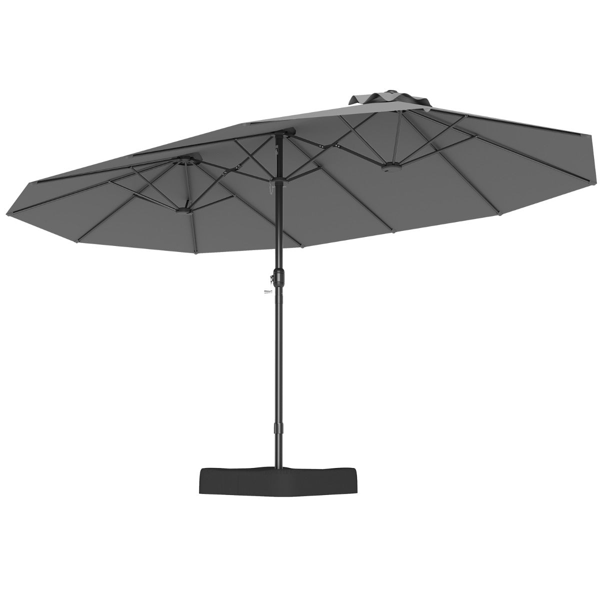 Sombrilla Grande Doble con Base Parasol Exterior Rectangular con Manivela 470 x 285 x 261 cm-Gris