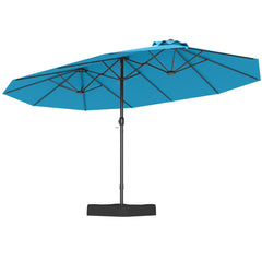 Sombrilla Grande Doble con Base Parasol Exterior Rectangular con Manivela 470 x 285 x 261 cm-Turquesa