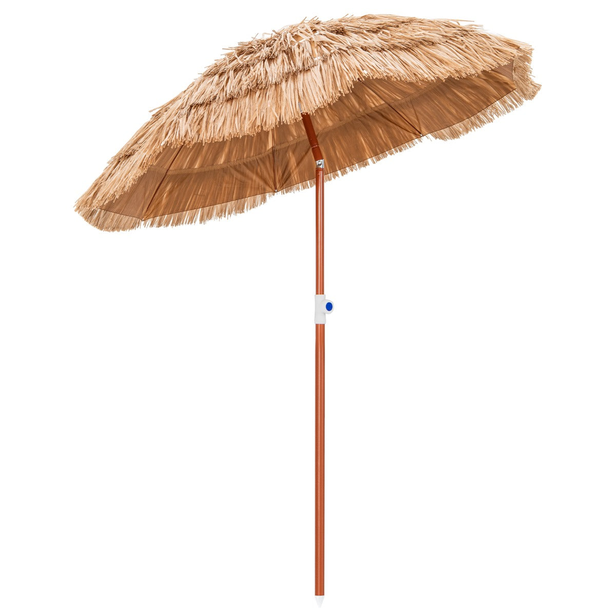 Sombrilla de Paja PP Ø175cm Sombrilla Playa Hawaiana con 8 Costillas Parasol Inclinable 45° Alrura Ajustable Exterior Patio Terraza Piscina