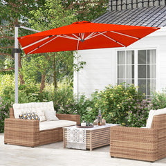 Sombrilla 3 m Cuadrada de Aluminio con Rotación de 360° Inclinación Ajustable Resistente al Viento para Patio Piscina Terraza Naranja