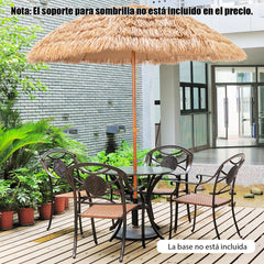 Sombrilla Tiki de Paja 205 cm Hawaiana con 8 Costillas de Metal Superior de 7 Niveles Portátil para Playa Patio Piscina Natural
