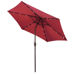 Paraguas con luces de jardín LED en hierro de Ø270 cm Parasol exterior Rojo vino