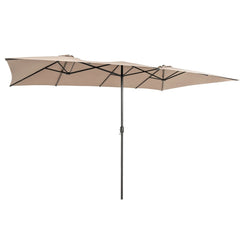 Sombrilla Doble de Patio 4,26 x 2,6 m con Manivela Parte Superior Ventilada Gran Parasol 10 Costillas para Piscina Terraza Jardín Café