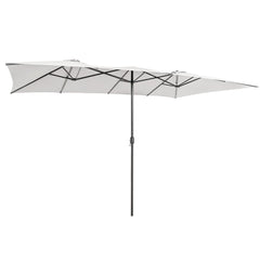 Sombrilla Doble de Patio 4,26 x 2,6 m con Manivela Parte Superior Ventilada Gran Parasol 10 Costillas para Piscina Terraza Jardín Beige