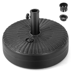 Soporte de Base de Sombrilla Redonda de 45 cm para Llenar de Agua y Arena Base de Jardín para Postes de Sombrilla de 38 y 48 mm Negro
