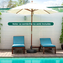 Soporte de Base de Sombrilla Redonda de 45 cm para Llenar de Agua y Arena Base de Jardín para Postes de Sombrilla de 38 y 48 mm Negro