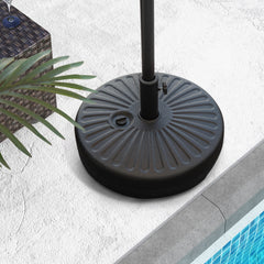 Soporte de Base de Sombrilla Redonda Rellenable de 50 cm para Postes de Sombrilla de 38 y 48 mm para Jardín y Patio Carga 34 kg Negro