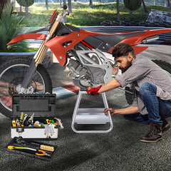 Soporte de Elevación para Motocicleta de Metal Resistente con Parte Superior Antideslizante Bandeja de Aceite Extraíble Carga 450 kg