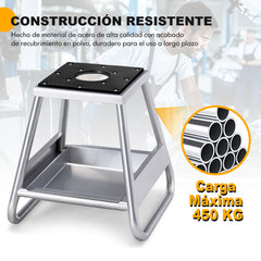 Soporte de Elevación para Motocicleta de Metal Resistente con Parte Superior Antideslizante Bandeja de Aceite Extraíble Carga 450 kg