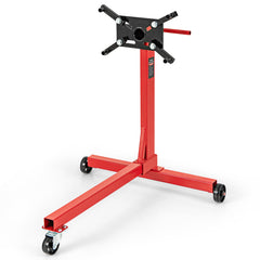 Soporte de Motor de Capacidad de 3 Toneladas 3 Ruedas Servicio Pesado con Cabezal Giratorio de 360 ° y 4 Brazos Ajustables Rojo