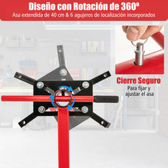 Soporte de Motor de Capacidad de 3 Toneladas 3 Ruedas Servicio Pesado con Cabezal Giratorio de 360 ° y 4 Brazos Ajustables Rojo