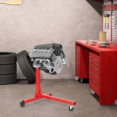 Soporte de Motor de Capacidad de 3 Toneladas 3 Ruedas Servicio Pesado con Cabezal Giratorio de 360 ° y 4 Brazos Ajustables Rojo
