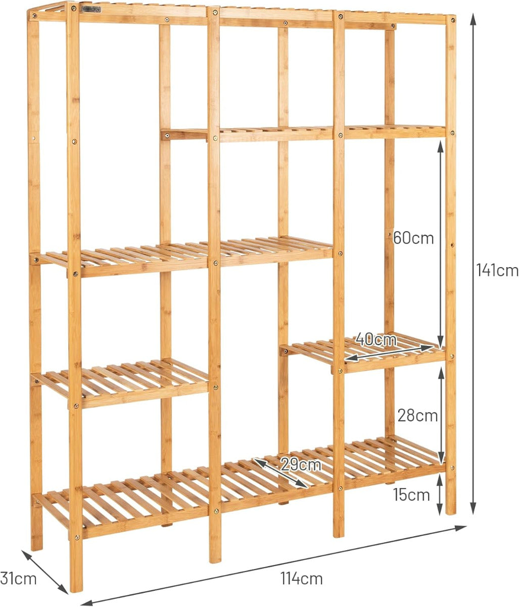 Soporte de Planta de Bambú Estante de 5 Niveles con Capacidad para 12 Macetas Organizador Soporte para Exhibición para Patio Jardín Balcón