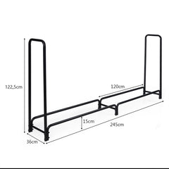Soporte para Leña con Resistente Marco de Metal Tubular Protección Antioxidante 245 x 36 x 122,5 cm