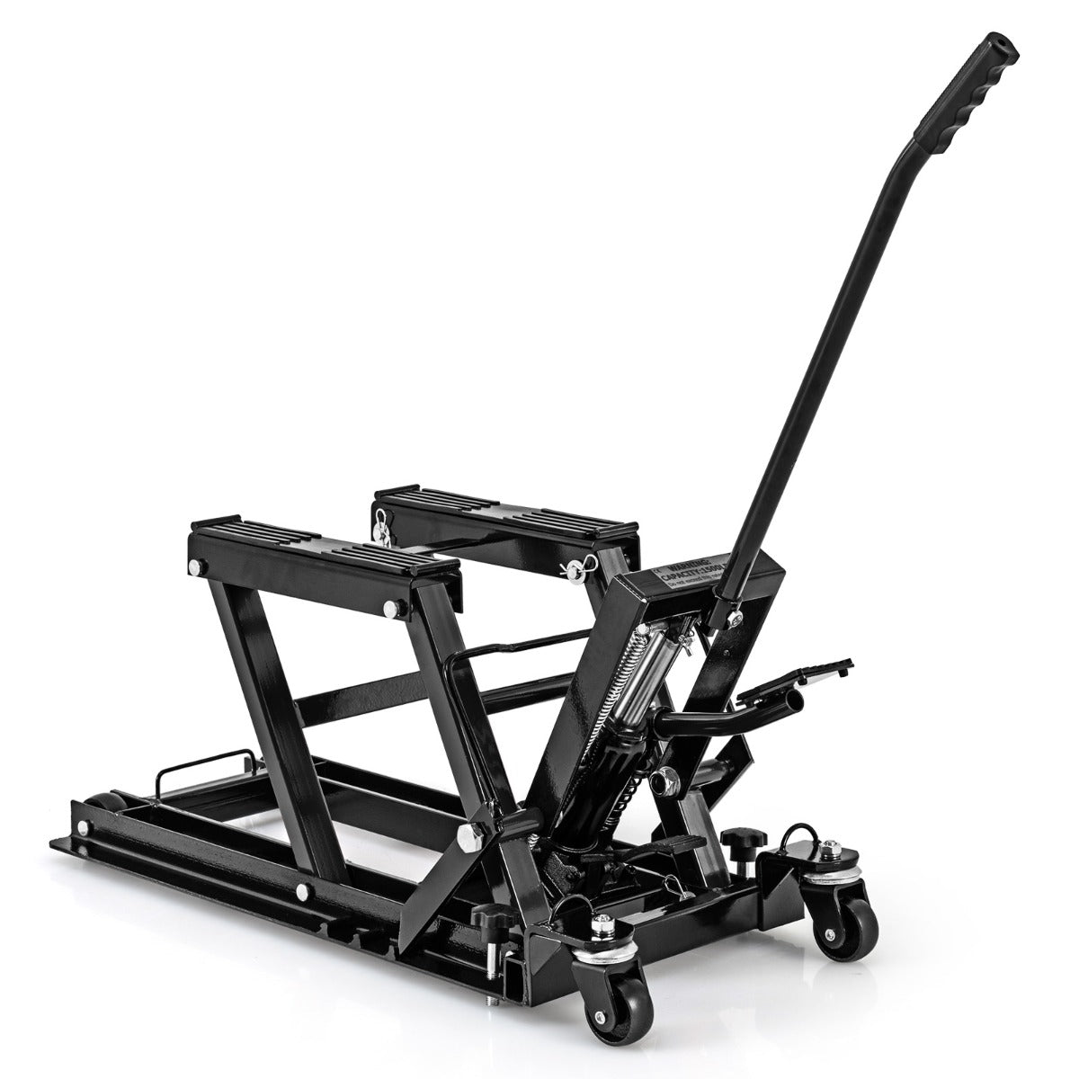 Elevador Hidráulico para Motocicletas Carga Máxima de 680 kg Plataforma Ajustable en Altura Soporte de Elevación de Pie para ATV UTV Negro
