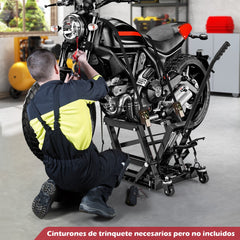 Elevador Hidráulico para Motocicletas Carga Máxima de 680 kg Plataforma Ajustable en Altura Soporte de Elevación de Pie para ATV UTV Negro