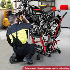 Elevador Hidráulico para Motocicletas Carga Máxima de 680 kg Plataforma Ajustable en Altura Soporte de Elevación de Pie para ATV UTV Rojo