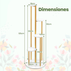 Soporte para Plantas de Metal para Interior Estante Esquinero de 125 cm de Alto para Plantas en Maceta para Hogar Oficina Balcón Blanco