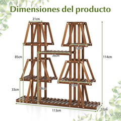 Estantería de Madera de 5 Niveles para Múltiples Flores Soporte para Plantas Decorativa de Escalera para Jardín Exterior 113 x 27 x 114 cm