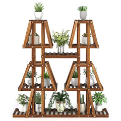 Estantería de Madera de 5 Niveles para Múltiples Flores Soporte para Plantas Decorativa de Escalera para Jardín Exterior 113 x 27 x 114 cm