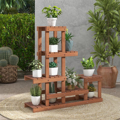 Soporte para Plantas Flores de Madera de 6 Niveles Estante Esquinero Decorativa de Escalera para Jardín Exterior Balcón 90 x 25 x 91,5 cm