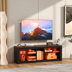 Soporte para TV con Luz LED para TV hasta 65'' Centro de Entretenimiento con Estantes de Vidrio Templado Ajustables Consola de TV Marrón