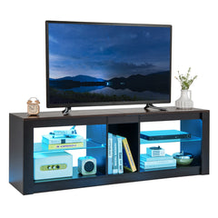 Soporte para TV con Luz LED para TV hasta 65'' Centro de Entretenimiento con Estantes de Vidrio Templado Ajustables Consola de TV Marrón