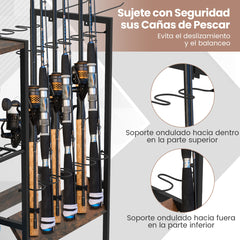 Soporte para Varas de Pescar Carro Organizador de Equipos de Pesca con Ruedas Universales Bloqueables Organizador de Equipos para Garaje