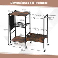 Soporte para Varas de Pescar Carro Organizador de Equipos de Pesca con Ruedas Universales Bloqueables Organizador de Equipos para Garaje