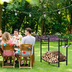 Soporte Removible para Leña Carga 50kg Organizador para Chimenea Uso Interior y Exterior 84 x 33 x 76cm