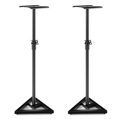 Set de 2 Soportes Ajustables para Altavoces de Estudio Altura Regulable de 97-157 cm con Adhesivos Antideslizantes y Base Triangular Negro