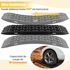 Tablas de Tracción Todoterreno Alfombrillas de Tracción 2 Piezas para Nieve Extracción y Recuperación de Vehículos 107 x 31 x 7 cm Negro