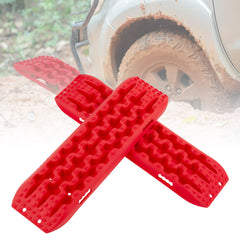 Tablas de Tracción Todoterreno Alfombrillas de Tracción 2 Piezas para Nieve Extracción y Recuperación de Vehículos 107 x 31 x 7 cm Rojo