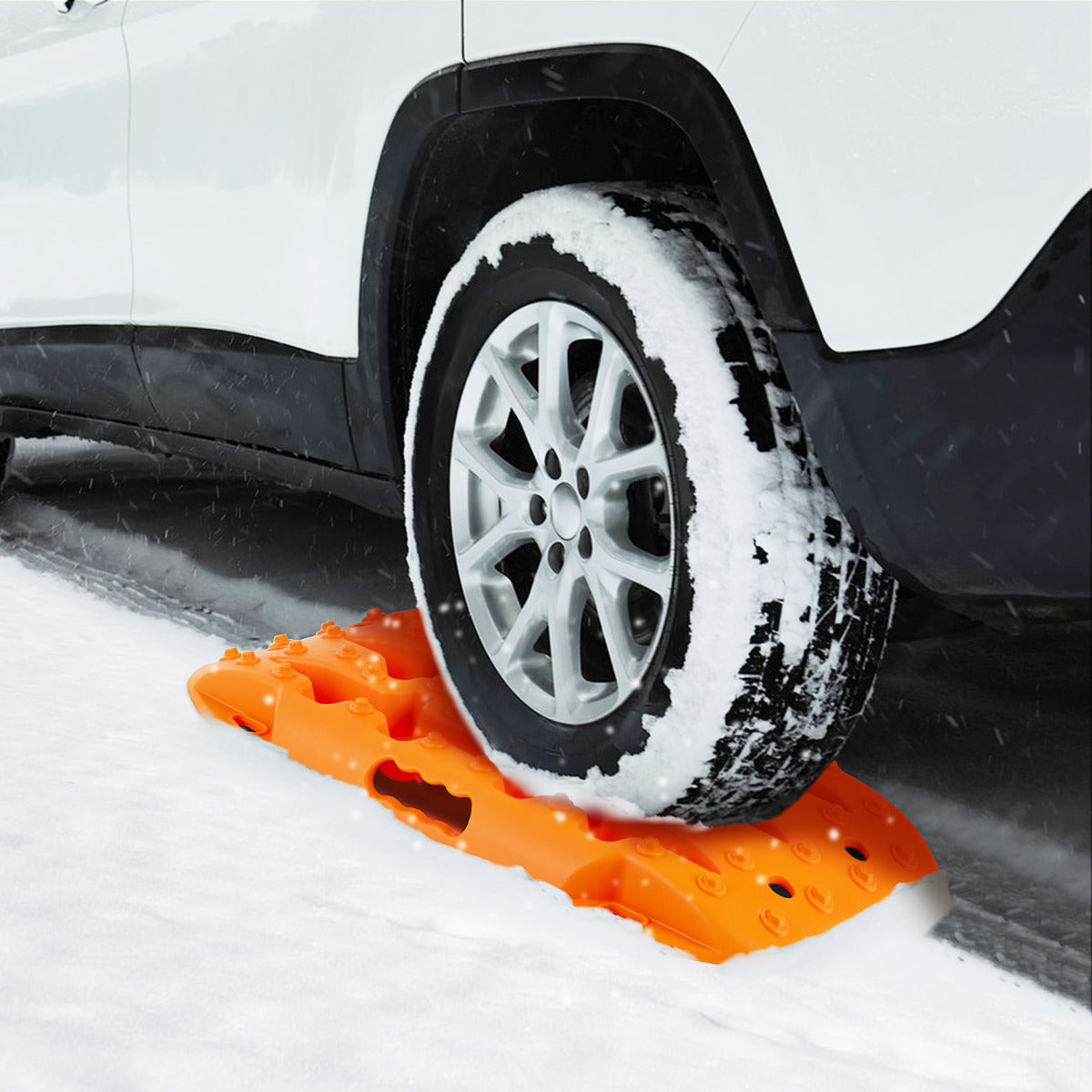 Tablas de Tracción Todoterreno Alfombrillas de Tracción 2 Piezas para Nieve Extracción y Recuperación de Vehículos 58 x 31 x 6 cm Naranja