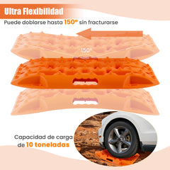 Tablas de Tracción Todoterreno Alfombrillas de Tracción 2 Piezas para Nieve Extracción y Recuperación de Vehículos 58 x 31 x 6 cm Naranja