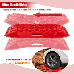 Tablas de Tracción Todoterreno Alfombrillas de Tracción 2 Piezas para Nieve Extracción y Recuperación de Vehículos 58 x 31 x 6 cm Rojo