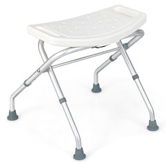 Taburete de Ducha Ligero y Plegable Asiento de Ducha Ajustable de 3 Niveles Montaje sin Herramientas Blanco