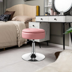 Taburete de Tocador Giratorio con Almacenamiento Sillón de Maquillaje Cuero PU Altura Ajustable Tapa Abatible para Salón Dormitorio Rosa