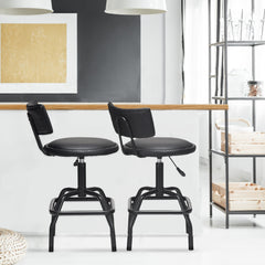 Taburete Giratorio de Bar Silla de Bar Acolchado en Piel PU Altura Regulable para Cocina Comedor Salón Barra 53 x 53 x 84-95 cm Negro