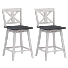 Set de 2 Taburetes de Bar Sillas de Bar Vintage con Asiento Giratorio a 360° Taburete para Barra Restaurante Comedor Pub 50 x 47 x 97 cm Blanco