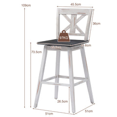 Set de 2 Taburetes de Bar Sillas de Bar Vintage con Asiento Giratorio a 360° Taburete para Barra Restaurante Comedor Pub 51 x 51 x 109 cm Blanco