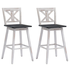 Set de 2 Taburetes de Bar Sillas de Bar Vintage con Asiento Giratorio a 360° Taburete para Barra Restaurante Comedor Pub 51 x 51 x 109 cm Blanco