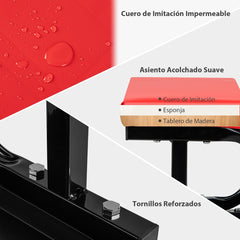 Taburete para Garaje y Taller con 4 Ruedas Universales Asiento para Herramientas Acolchado con Bandeja 38 x 37 x 36 cm Rojo y Negro
