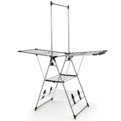 Tendedero Plegable de Aluminio de 6 Niveles para Ropa Zapatos Tendedero de Estilo Ala de Gaviota con Altura Ajustable y Clips Laterales